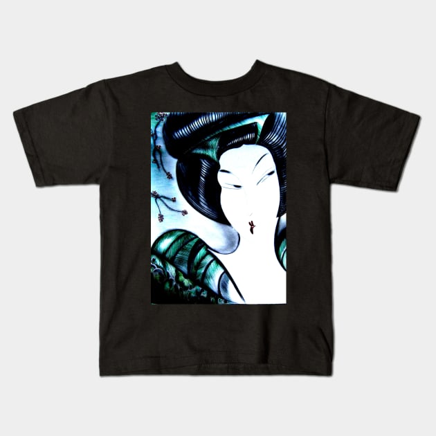 jade oriental midnight geisha Kids T-Shirt by jacquline8689